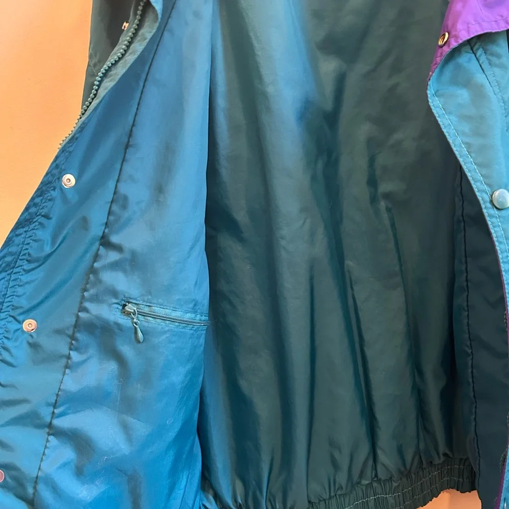 Tri-Mountain Windbreaker Size Large Teal & Purple Jacket Vintage Men’s - Picture 4 of 6